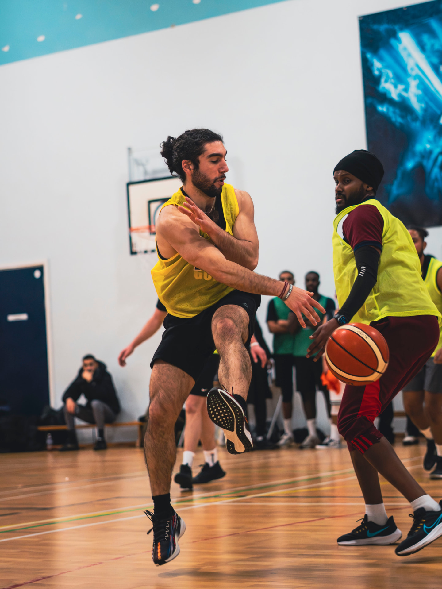 Fast break action on court