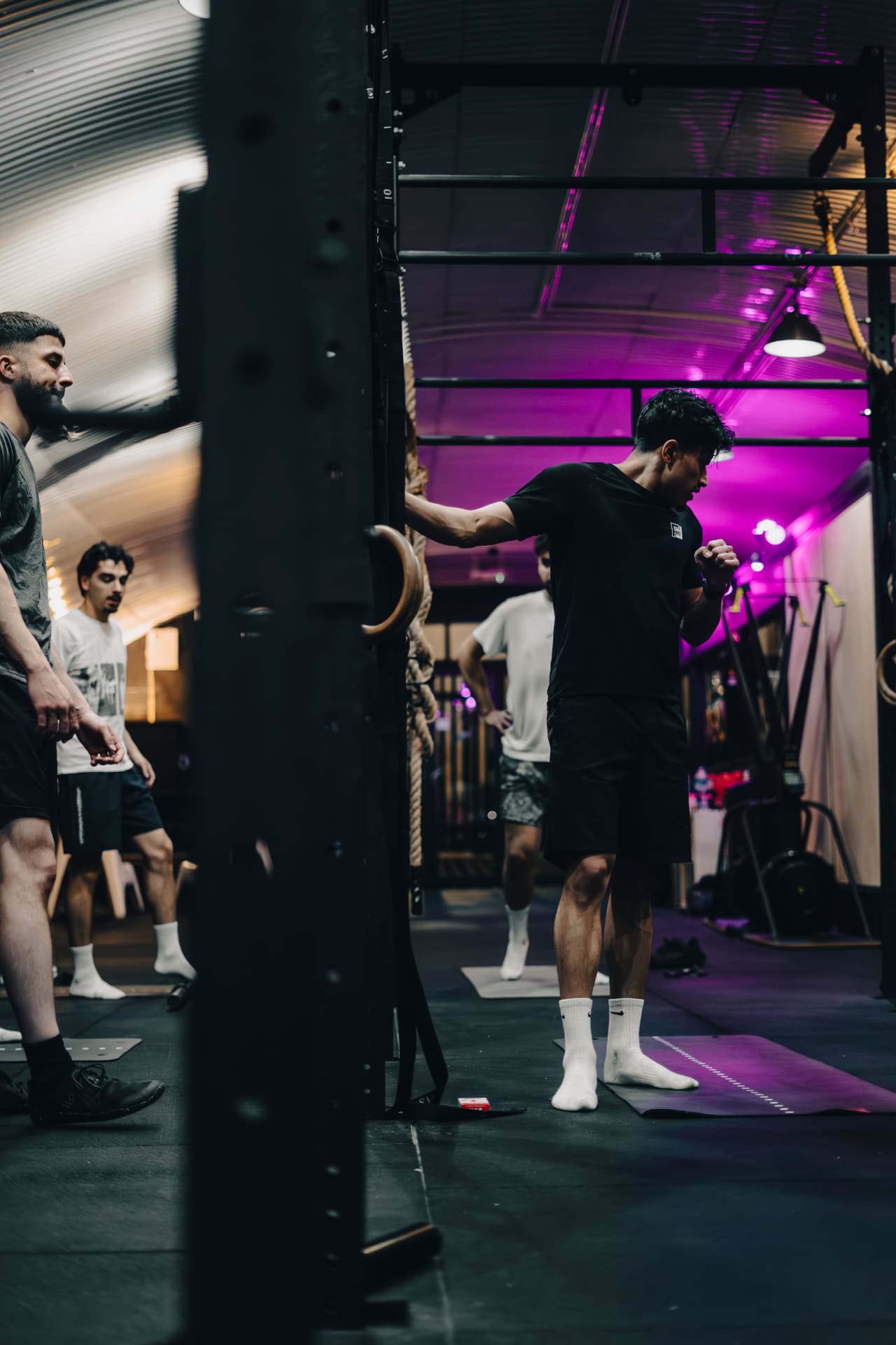 Mobility and movement work on the gym floor